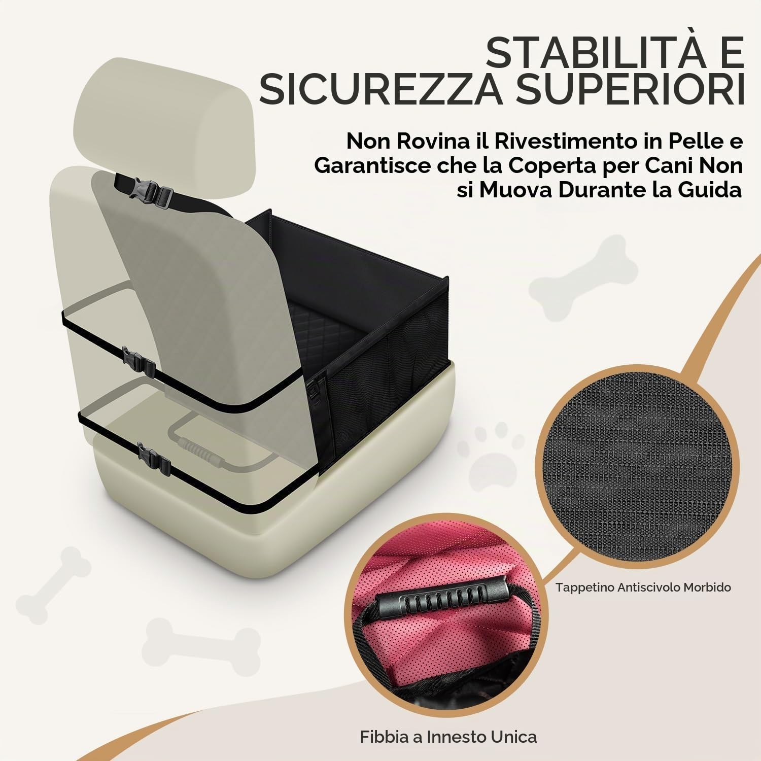 Looxmeer seggiolino auto per cani nero impermeabile