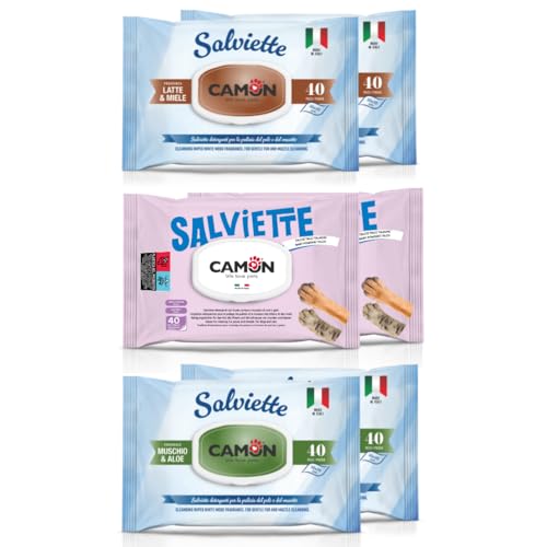 Camon Salviettine Detergenti Cane e Gatto 6x40 3 Profumi Maxi