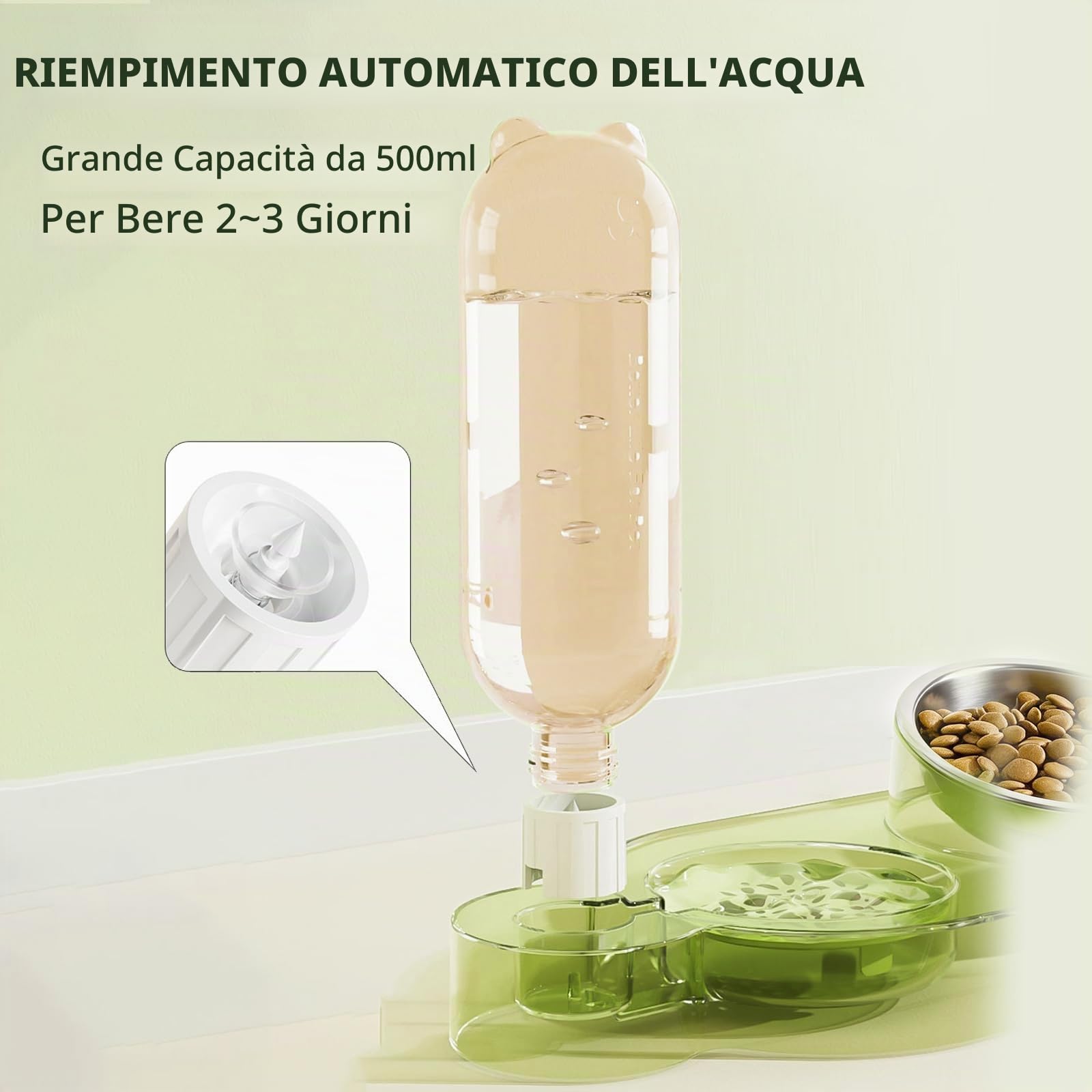 Marchul Set Ciotole Gatto 3 in 1 Rialzate con Dispenser