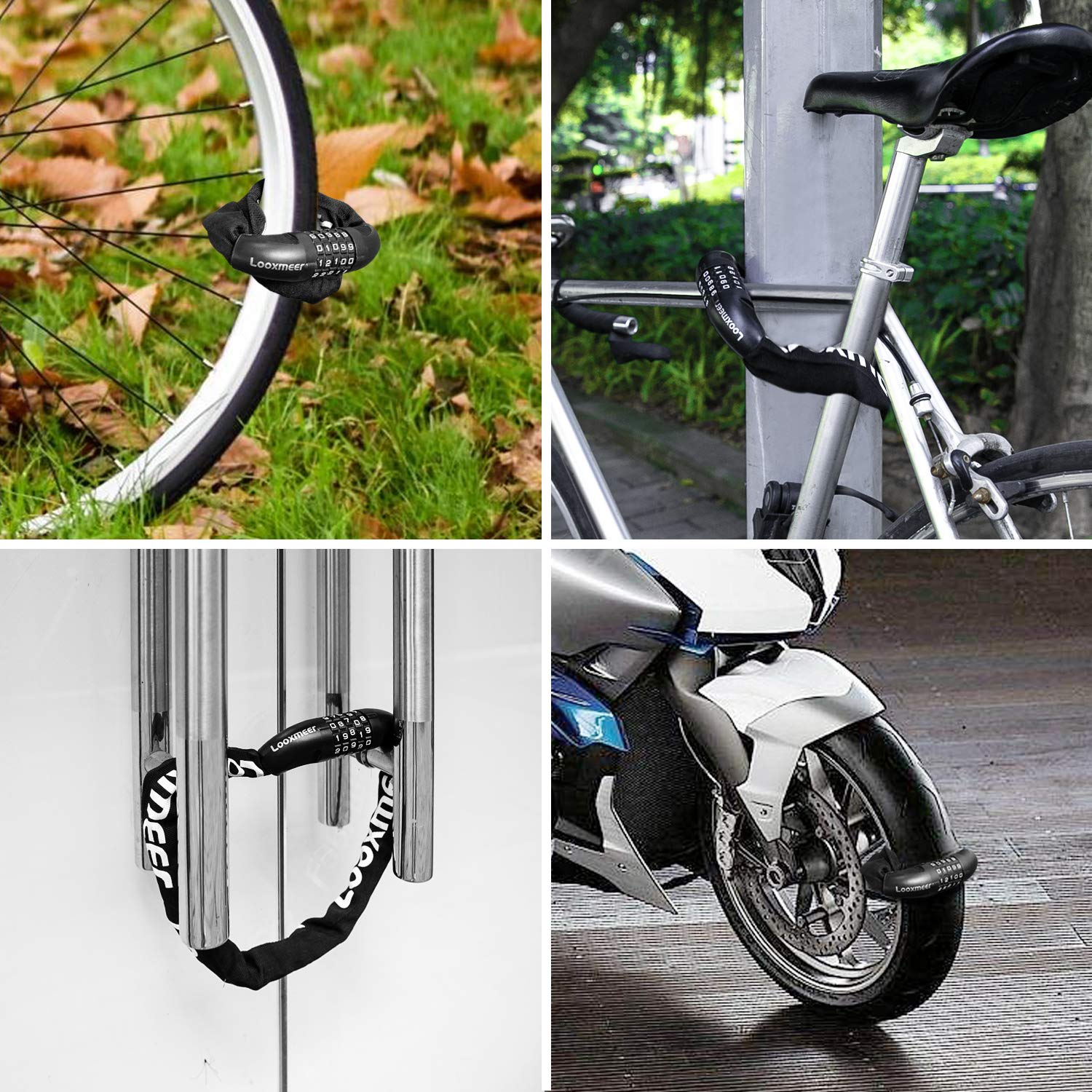 Looxmeer catena antifurto bici combinazione 100 cm acciaio