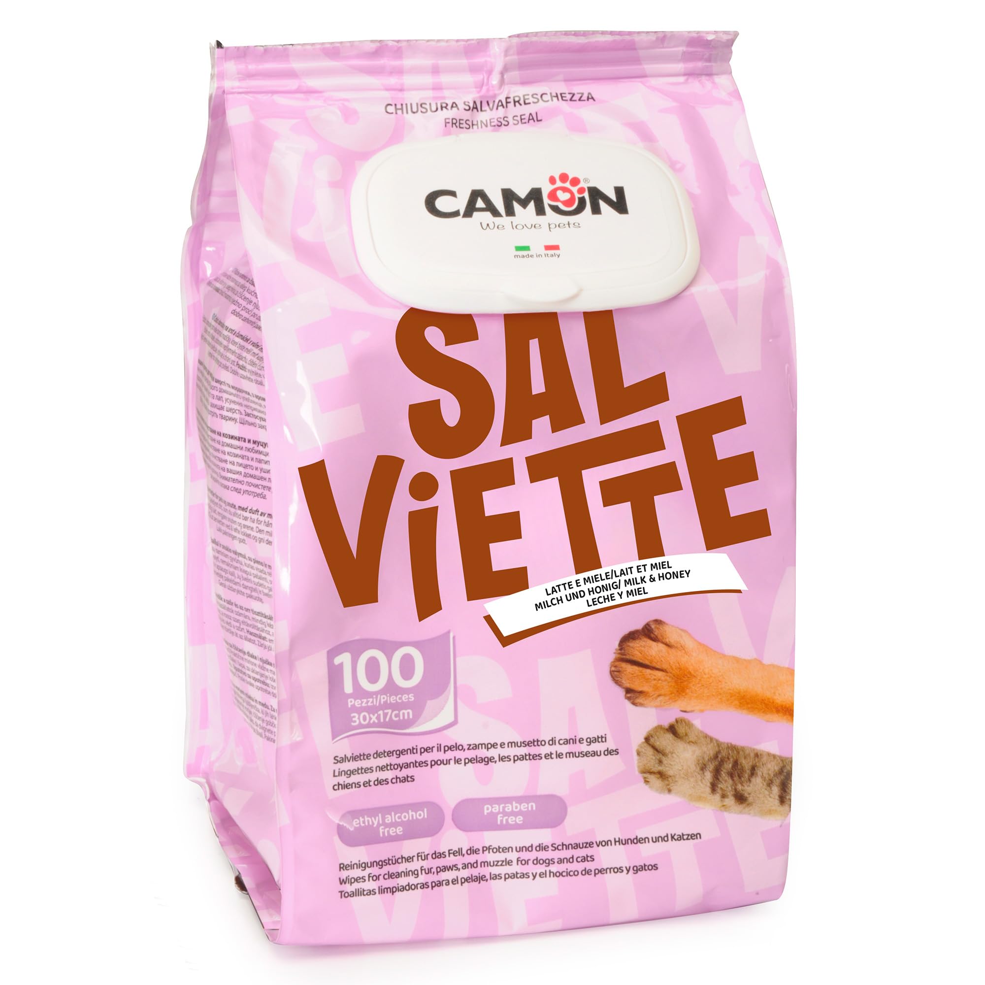Camon Protection Salviette Detergenti Latte e Miele 100 Pezzi