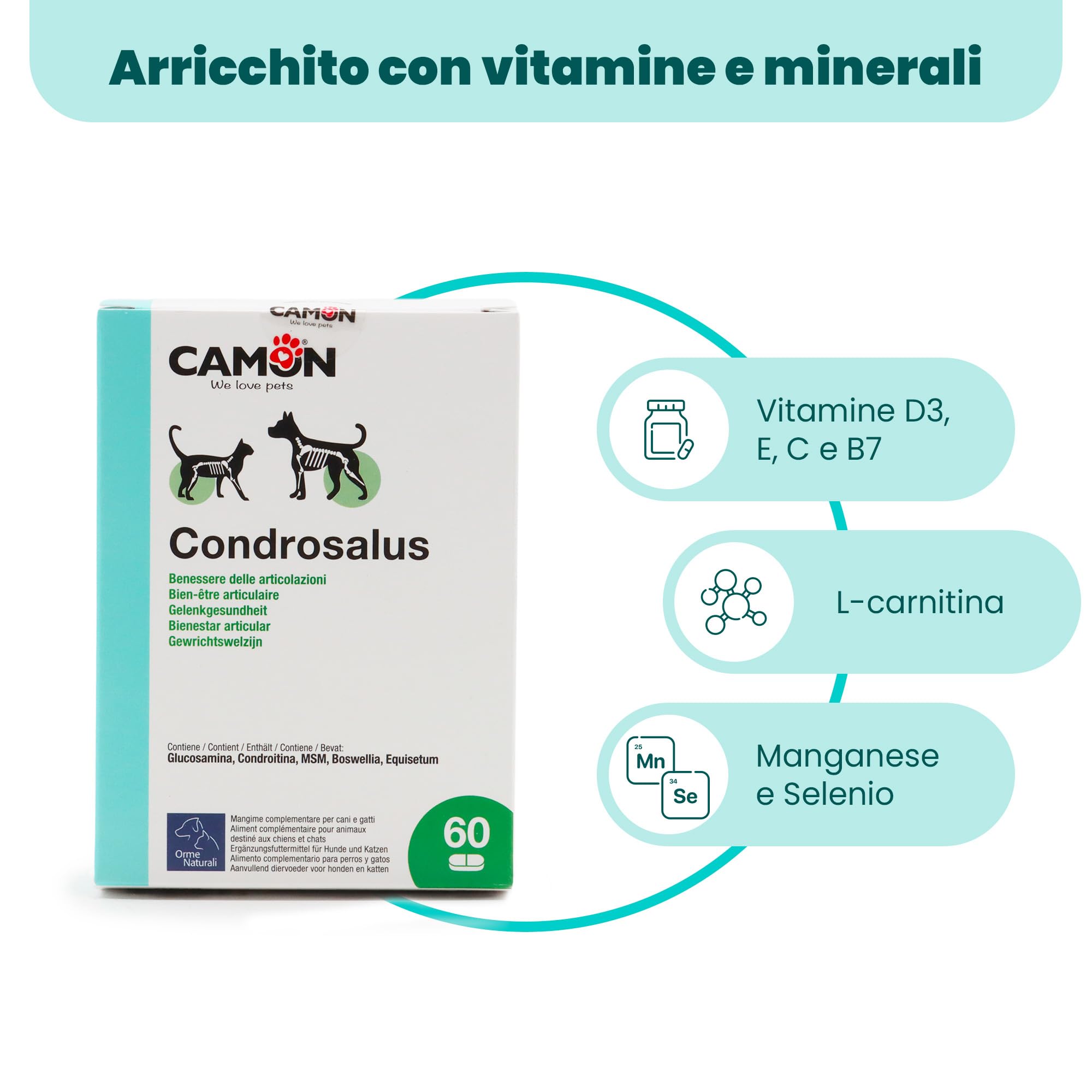 Camon Condrosalus Integratore Articolazioni 60 Compresse Cane