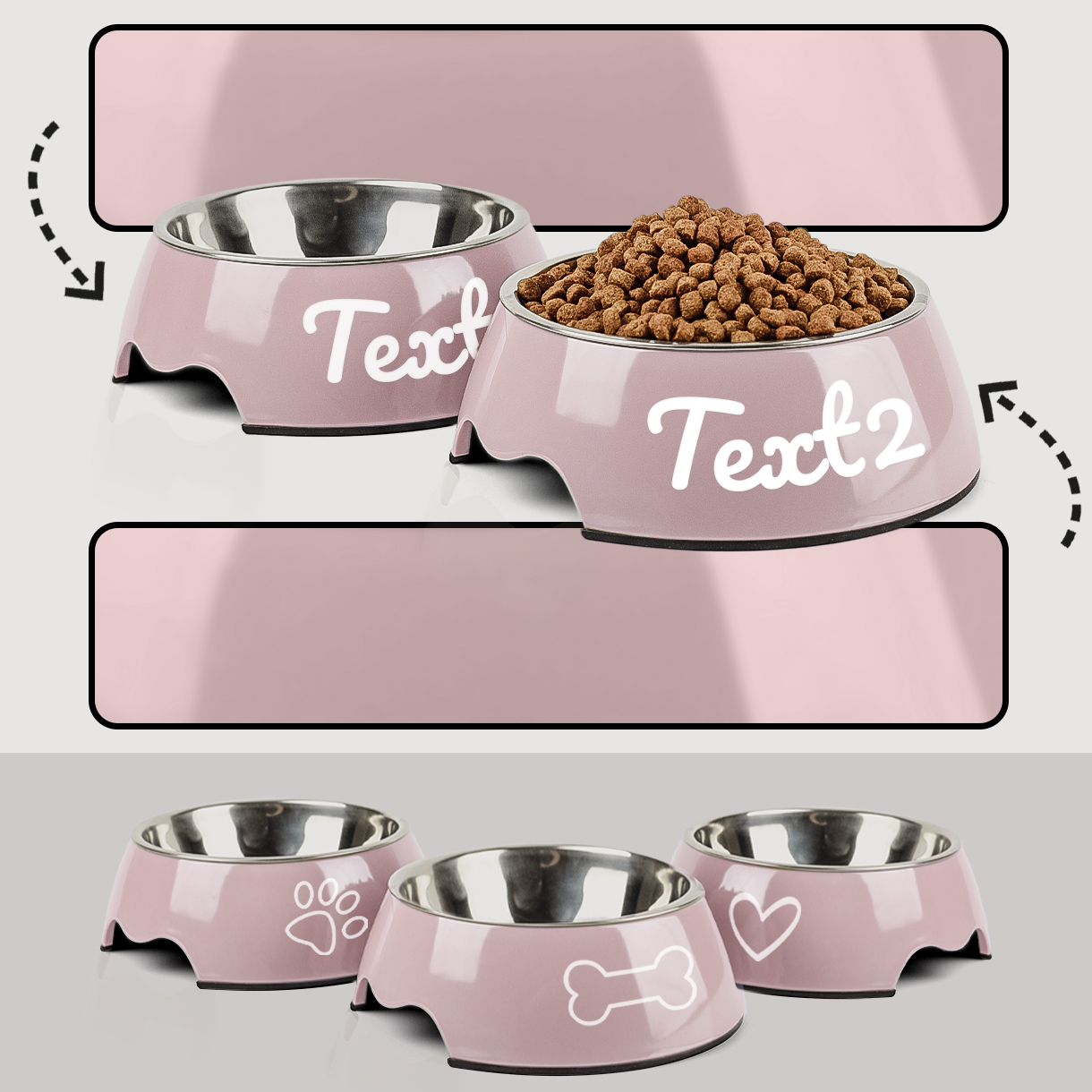 Ne&No set 2 ciotole personalizzate acciaio antiscivolo