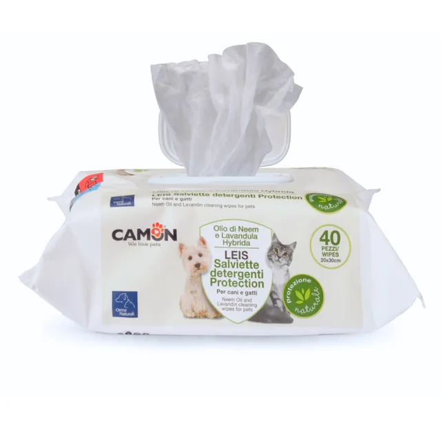 Camon salviette detergenti cani e gatti neem 40 pezzi