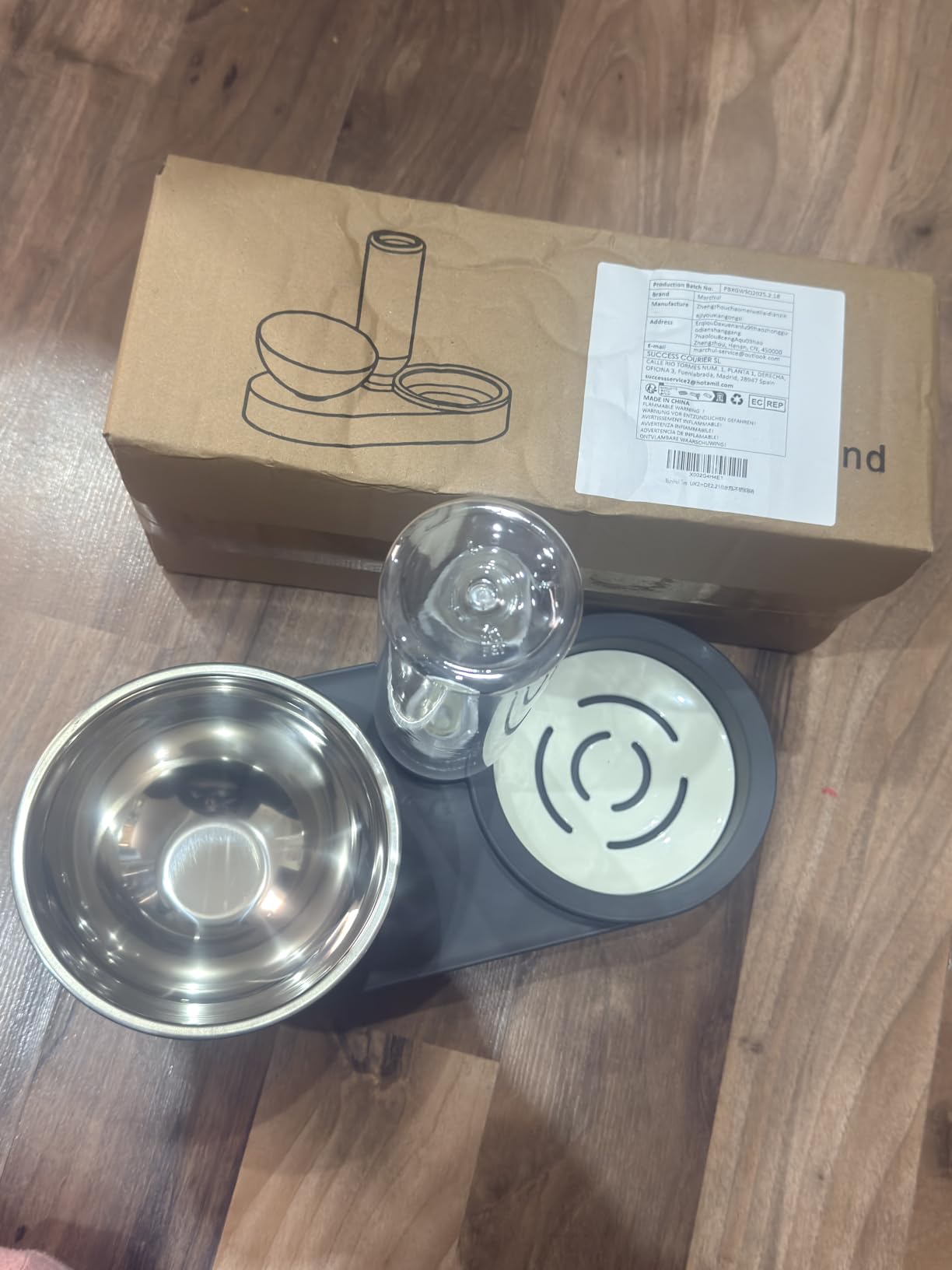 Marchul Ciotole doppie + Borraccia gatti acciaio 15°