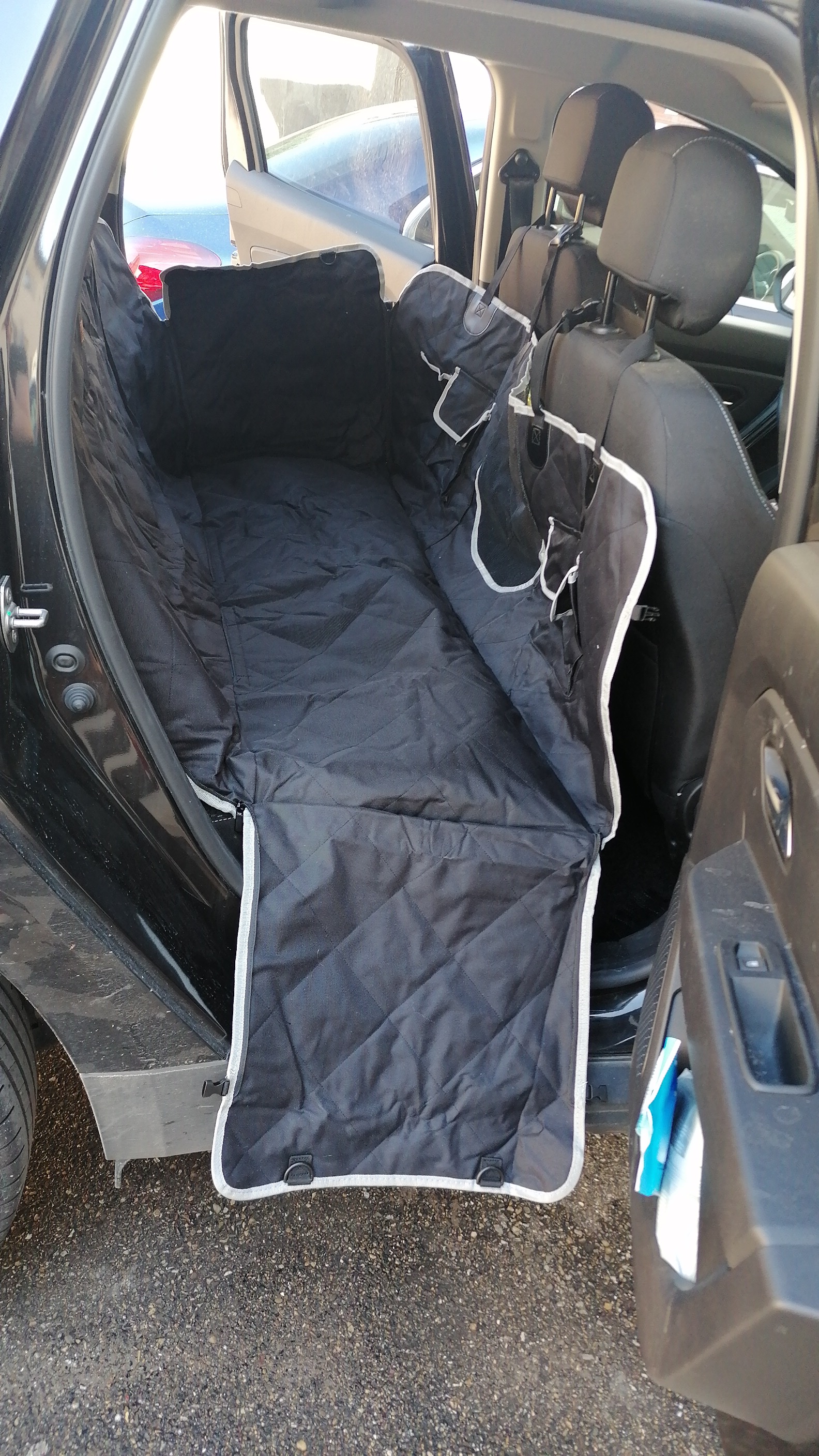 Looxmeer coprisedile auto per cani rete 147x137 cm nero