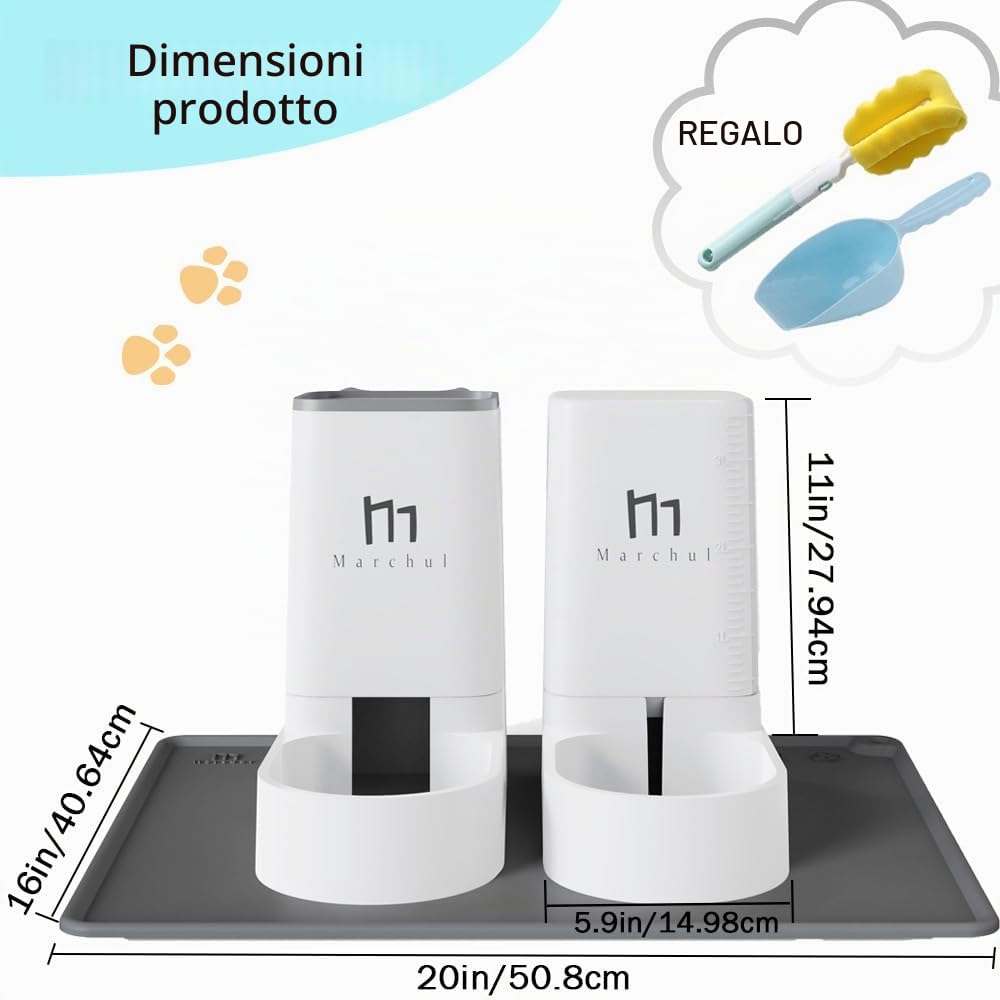 Marchul set distributore cibo e acqua 2,1 kg tappetino