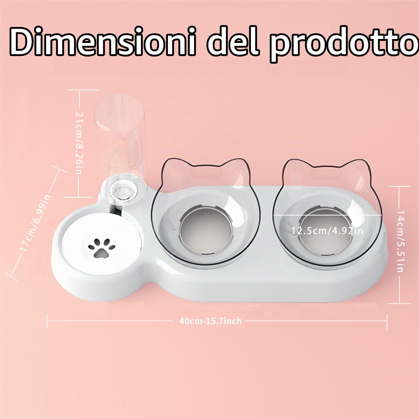 Marchul Ciotole doppie + Borraccia gatti acciaio 15°
