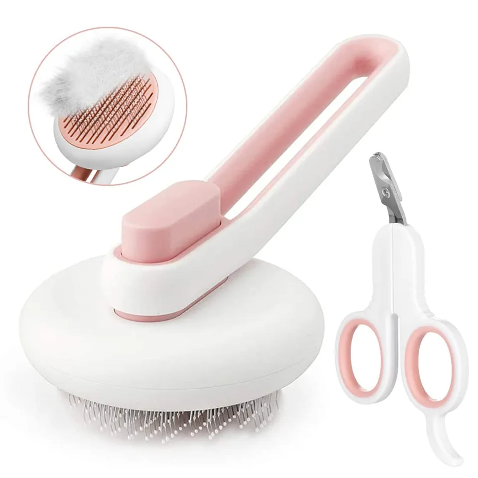Marchul Spazzola Gatti Autopulente Rosa con Tagliaunghie Kit