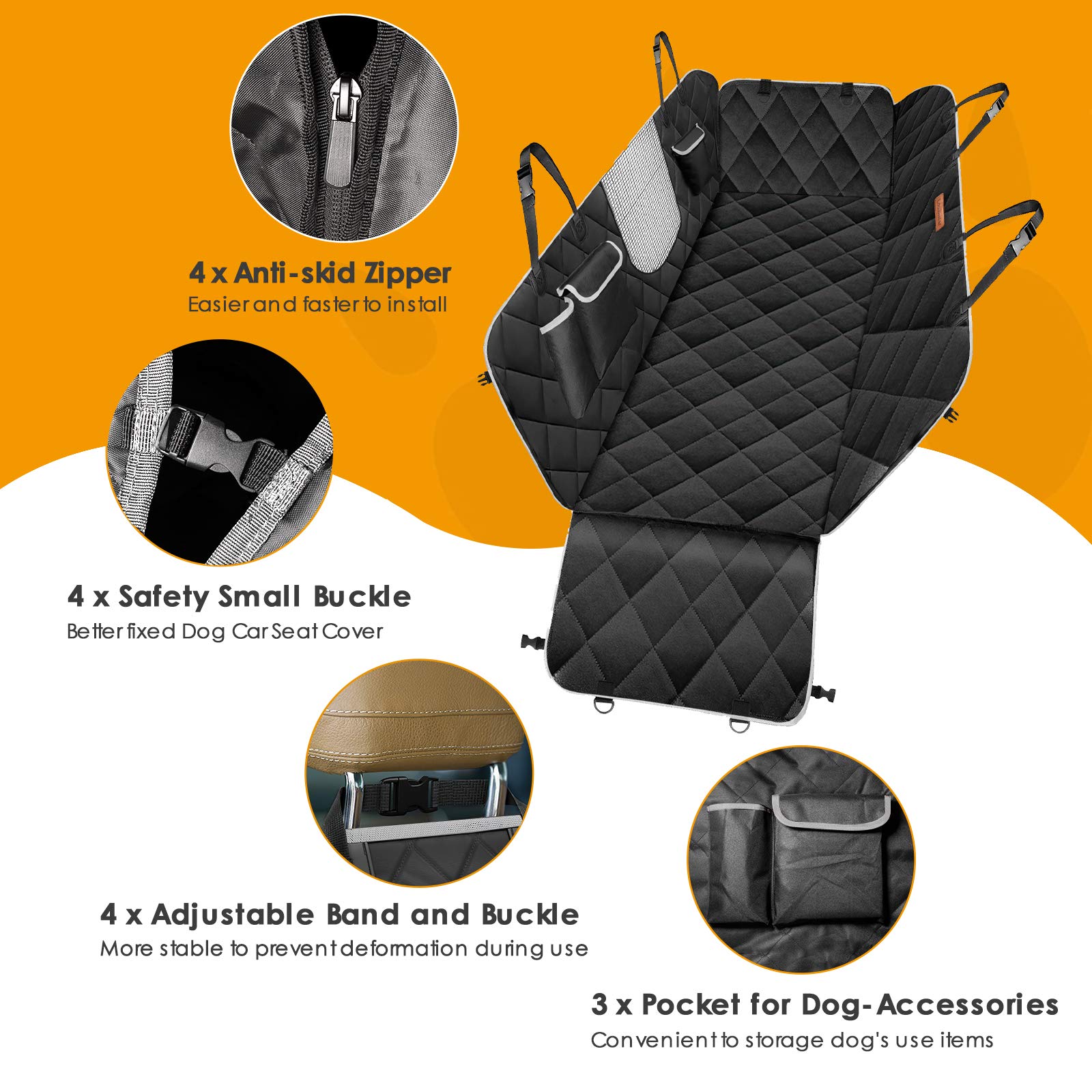 Looxmeer coprisedile auto per cani rete 147x137 cm nero