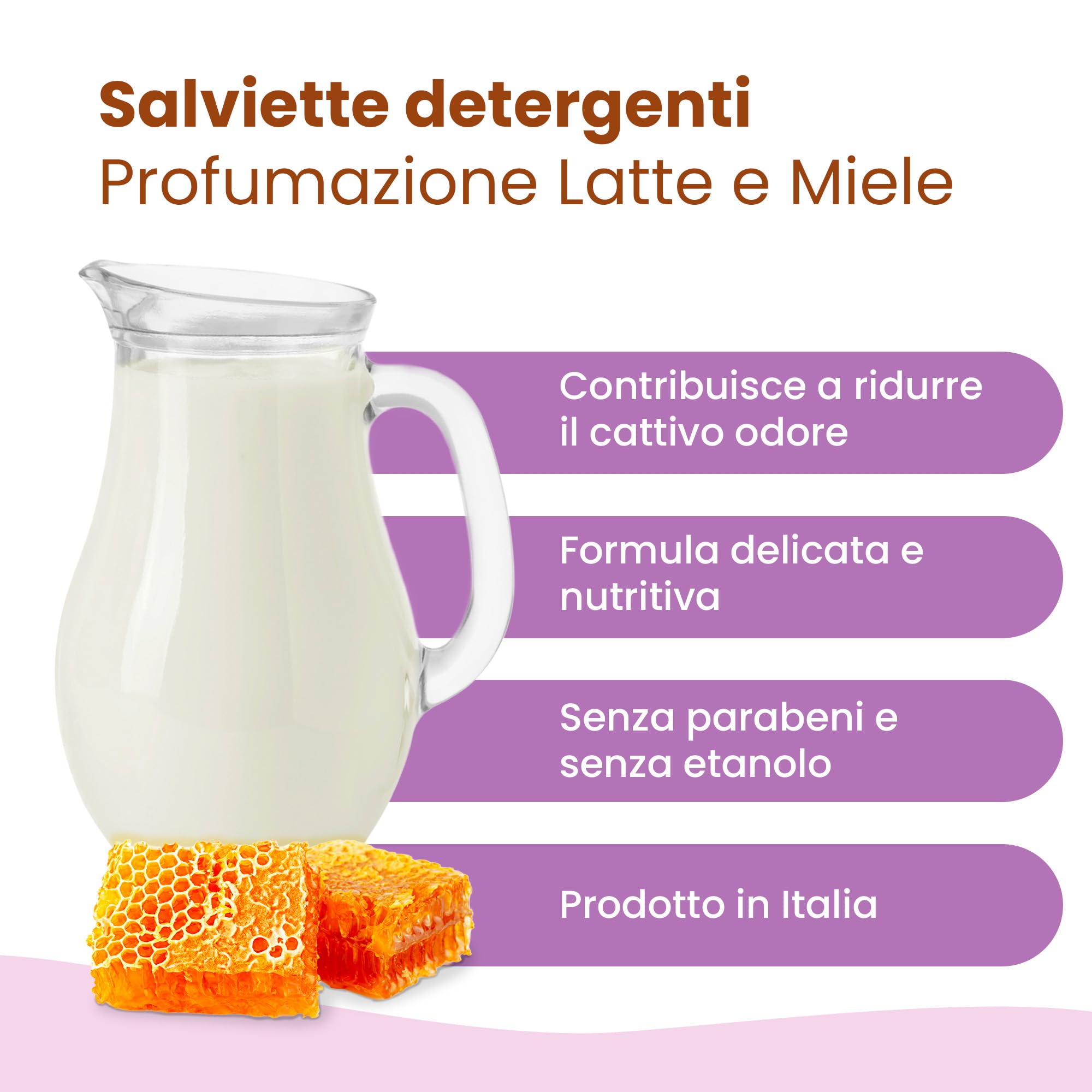 Camon Protection Salviette Detergenti Latte e Miele 100 Pezzi
