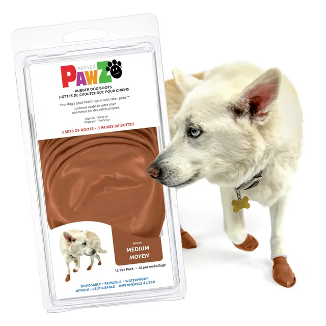 PawZ Rubber Dog Boots scarpette cane 12 pz marrone teak