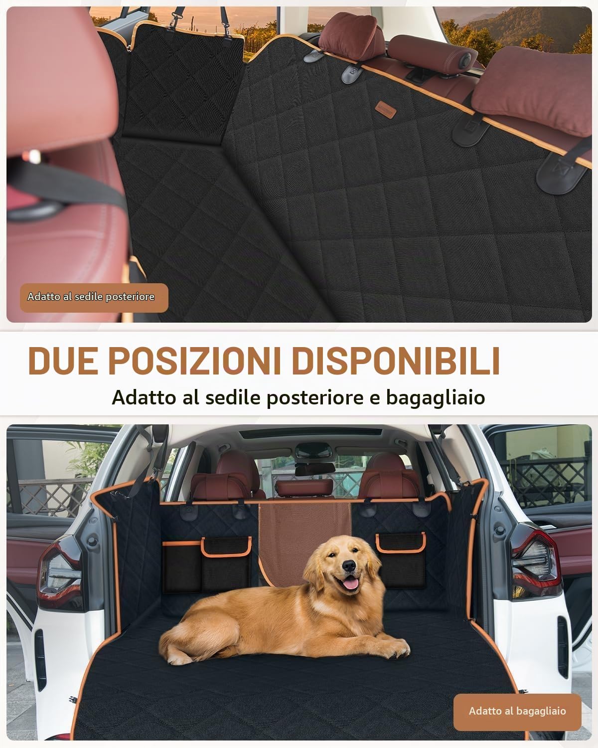 Looxmeer Telo Coprisedile Auto per Cani 147x137 Nero Impermeabile