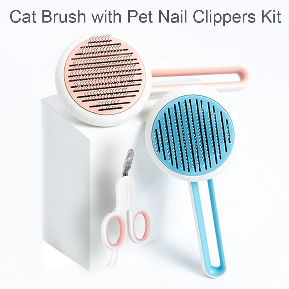 Marchul Spazzola Gatti Autopulente Rosa con Tagliaunghie Kit
