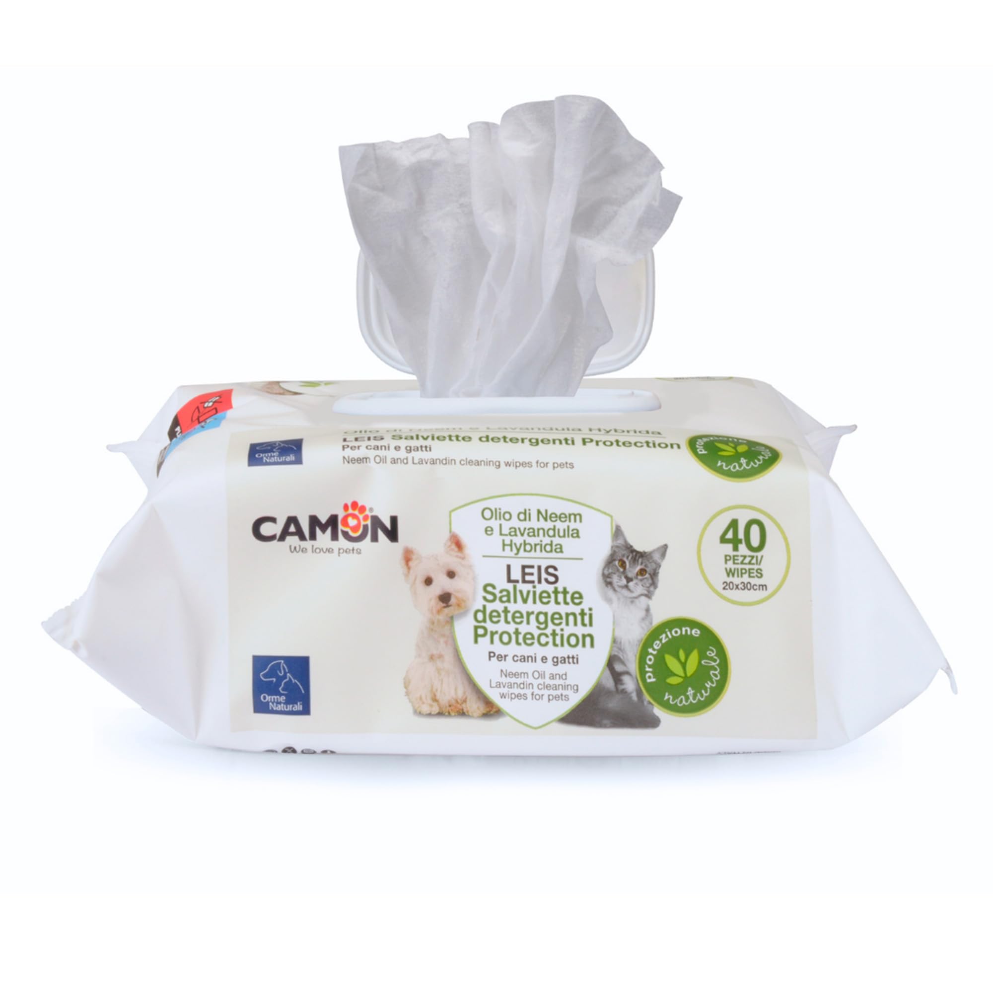 Camon salviette detergenti cani e gatti neem 40 pezzi