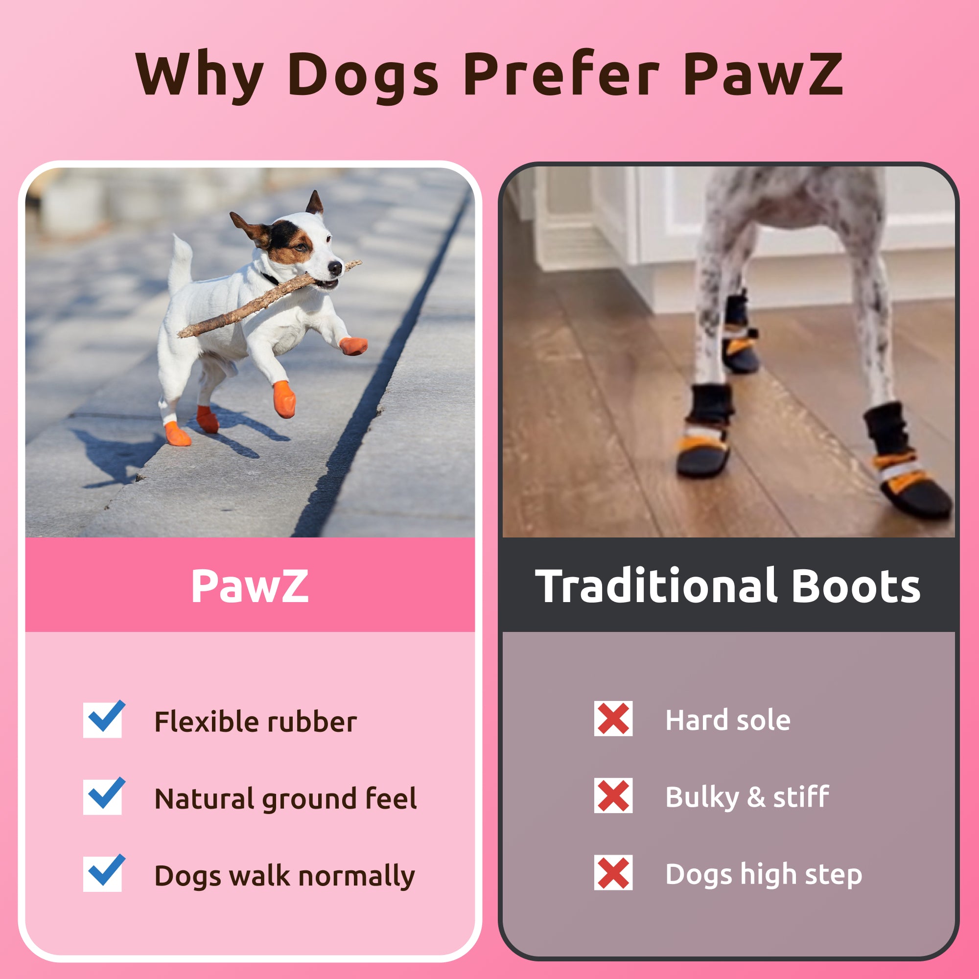 PawZ Rubber Dog Boots scarpette cane 12 pz rosa impermeabili