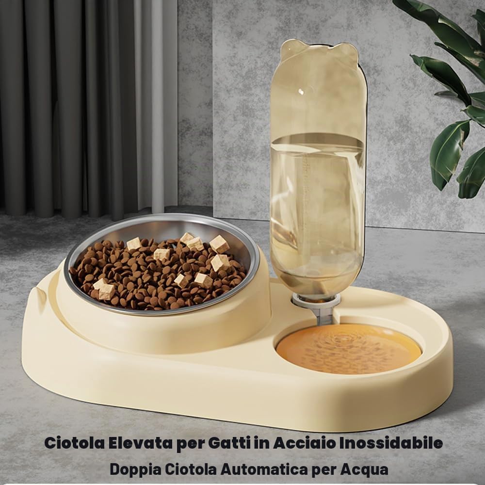 Marchul Ciotola Gatti Acciaio Doppia con Acqua Automatica
