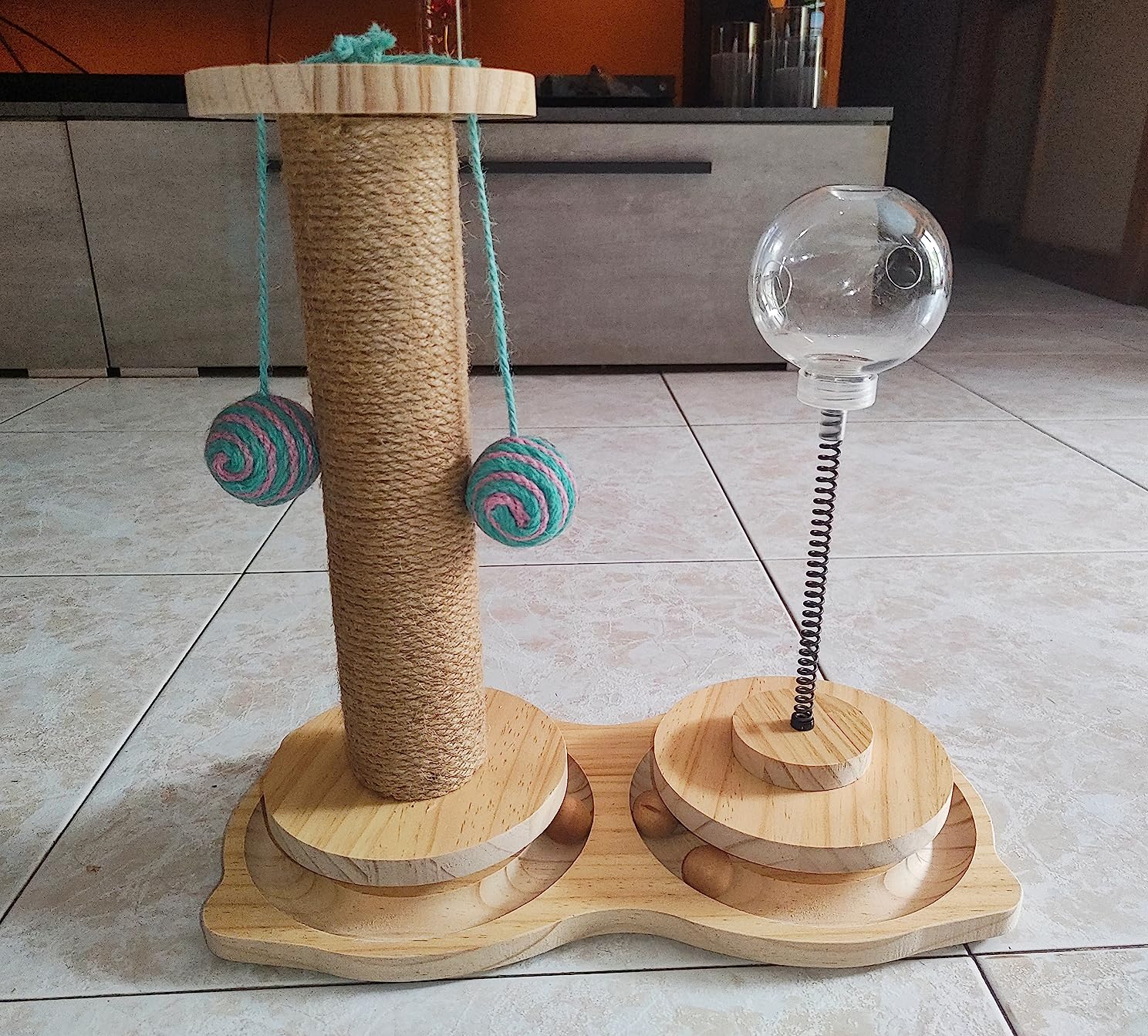 Marchul giocattolo interattivo gatti palla cibo legno con tiragraffi