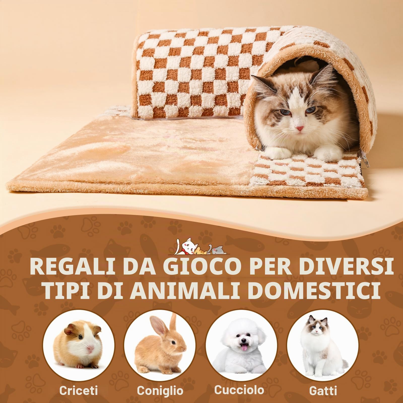 Marchul letto tunnel per gatti 62x56 cm lavabile taglia M