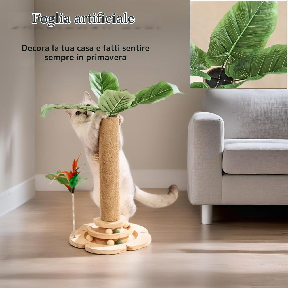 Marchul tiragraffi 5 in 1 gatti legno sisal 45 cm