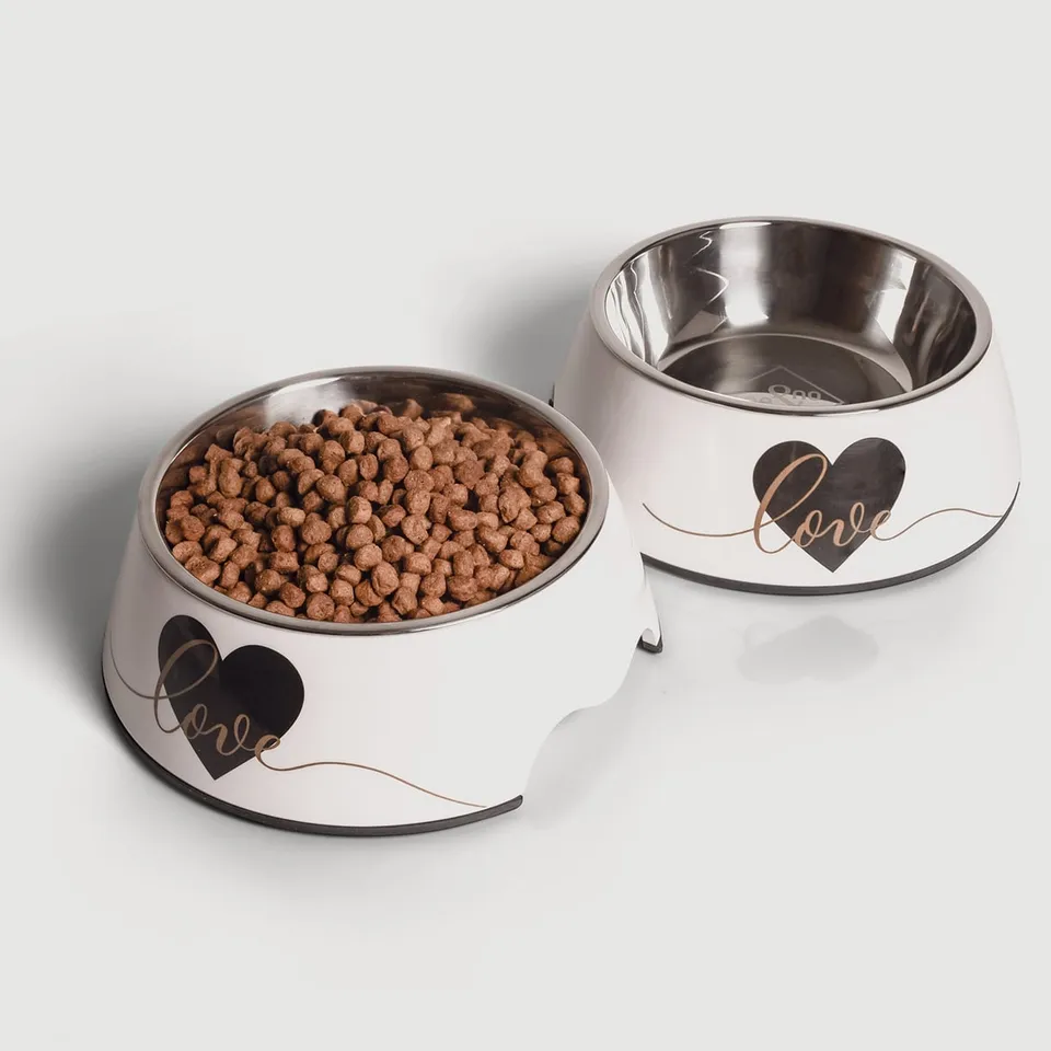 Ne&No Love Set 2 Ciotole Acciaio Inox Antiscivolo
