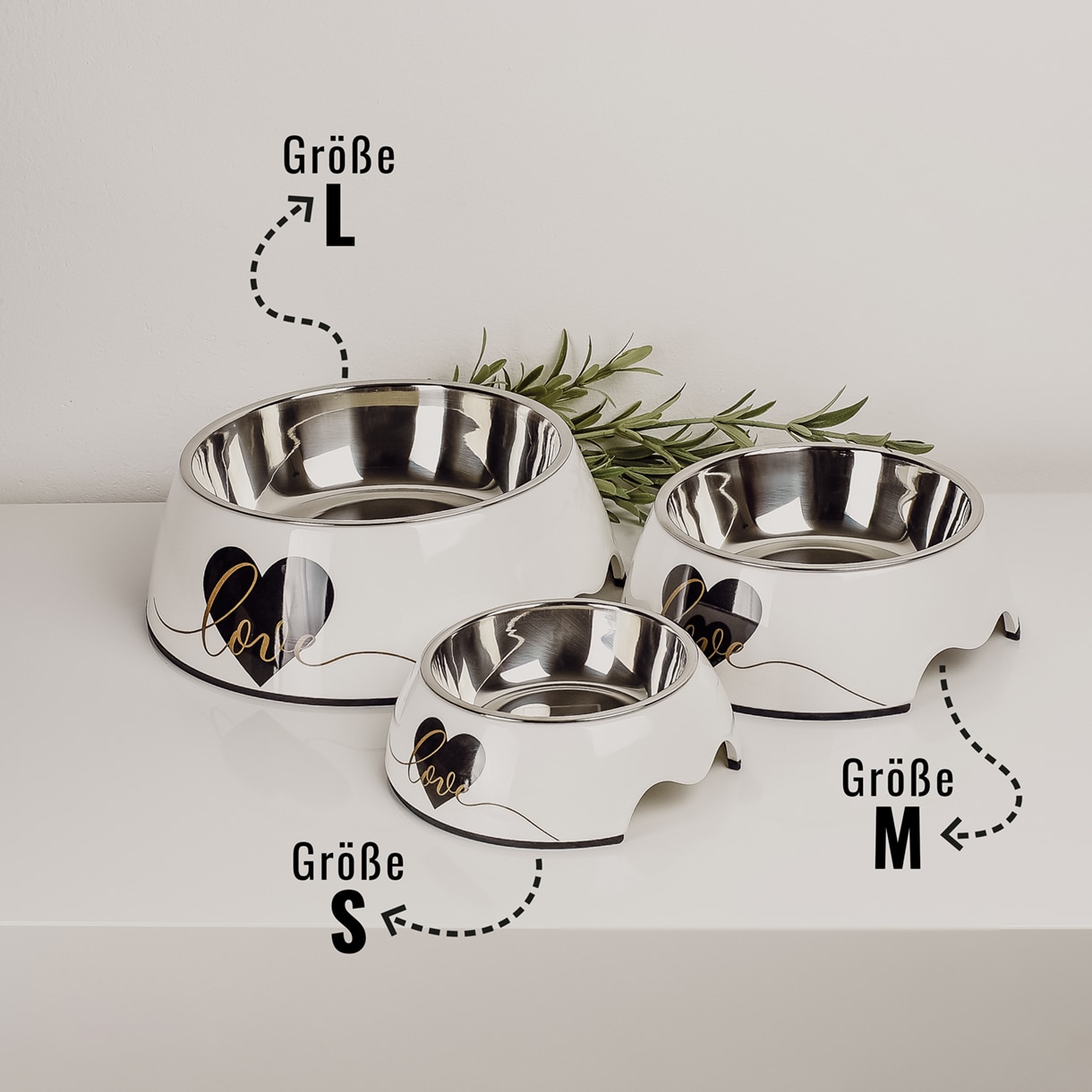 Ne&No Love Set 2 Ciotole Acciaio Inox Antiscivolo