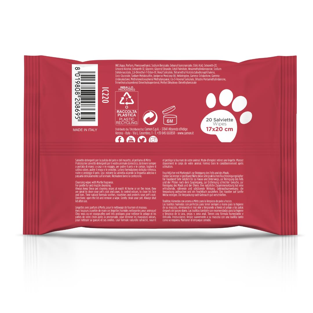 Camon Salviette Cani Gatti Mirto 20pz 17x20 Delicate