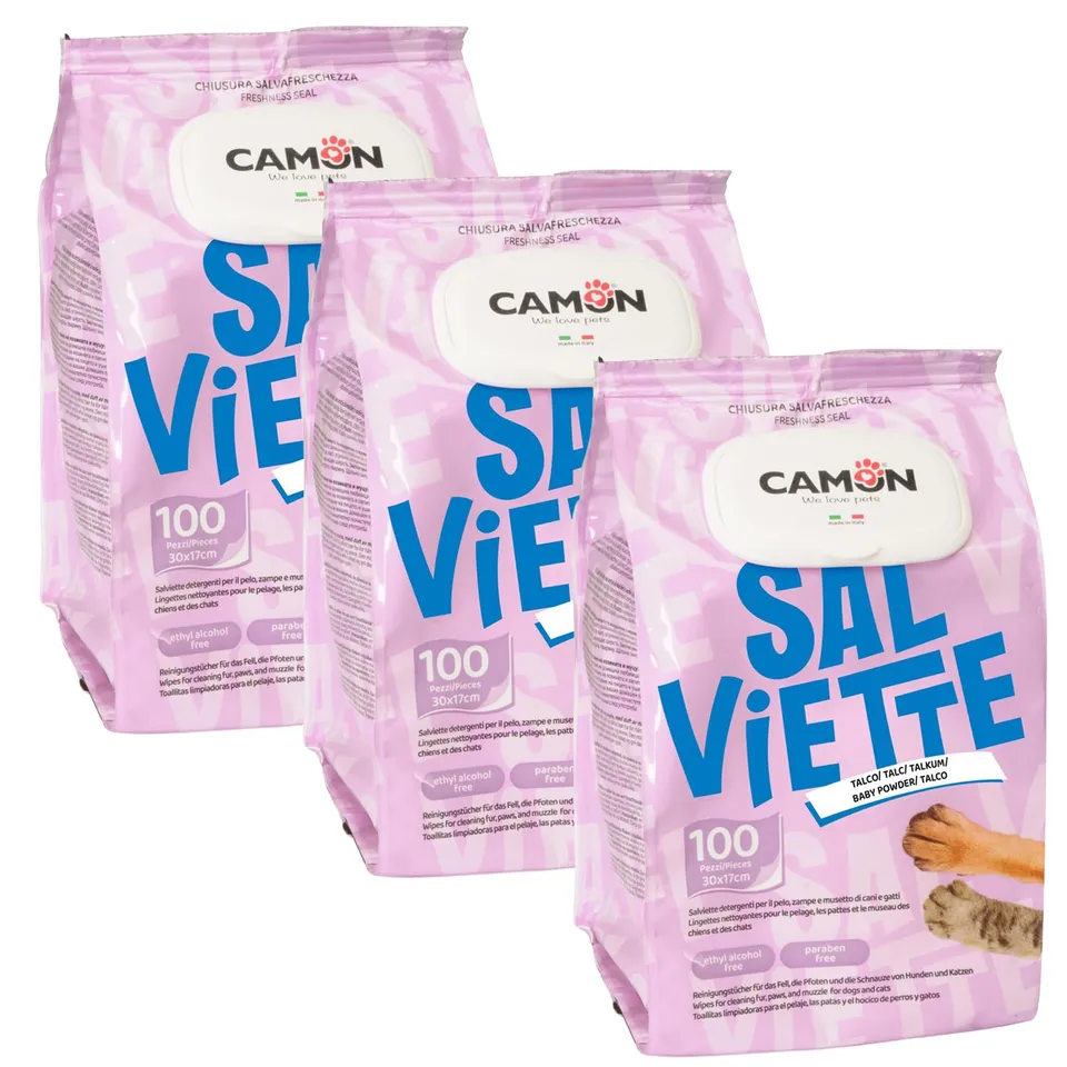 Camon Salviette Deodoranti Maxi Cani e Gatti 300 Pezzi Talco