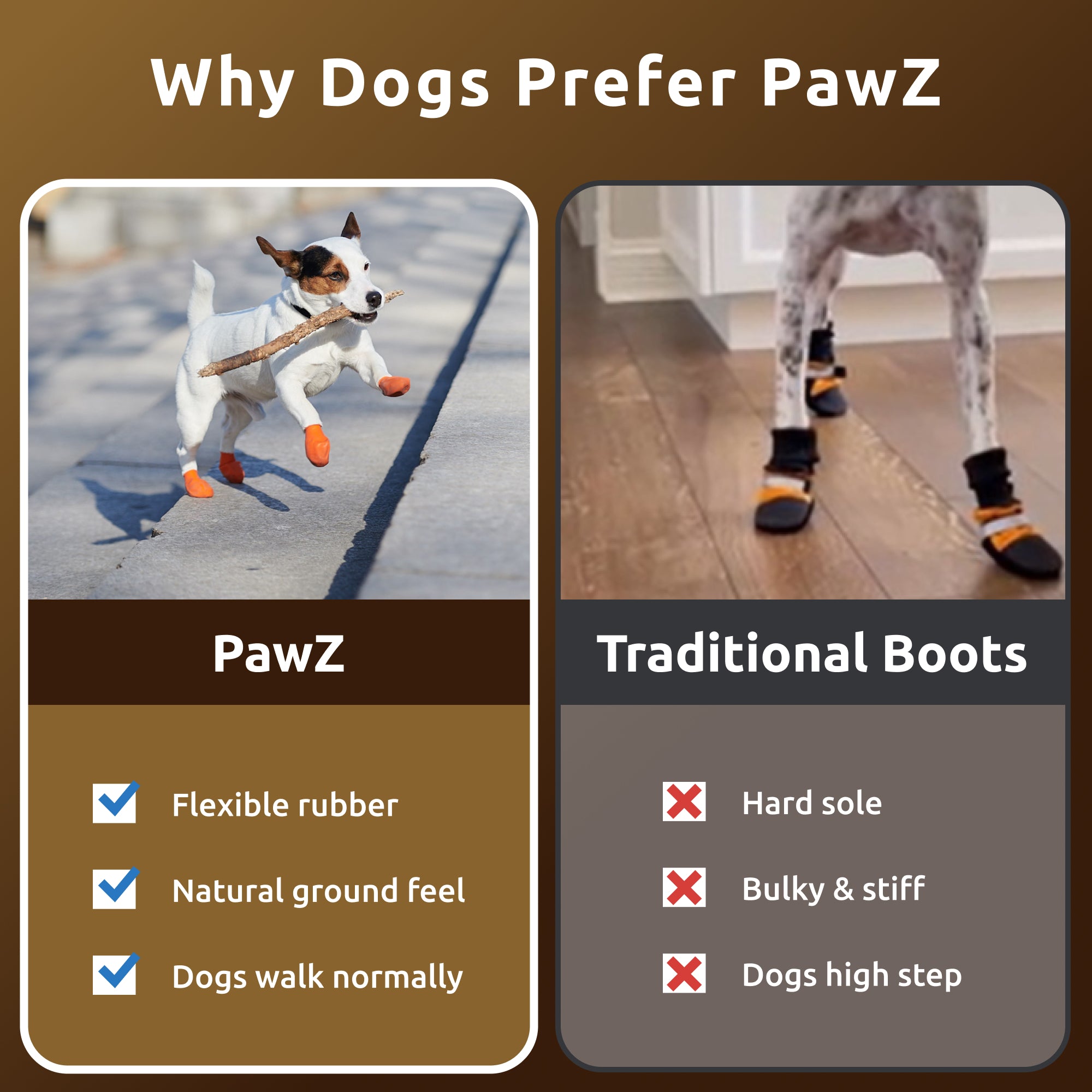 PawZ Rubber Dog Boots scarpette cane 12 pz marrone teak