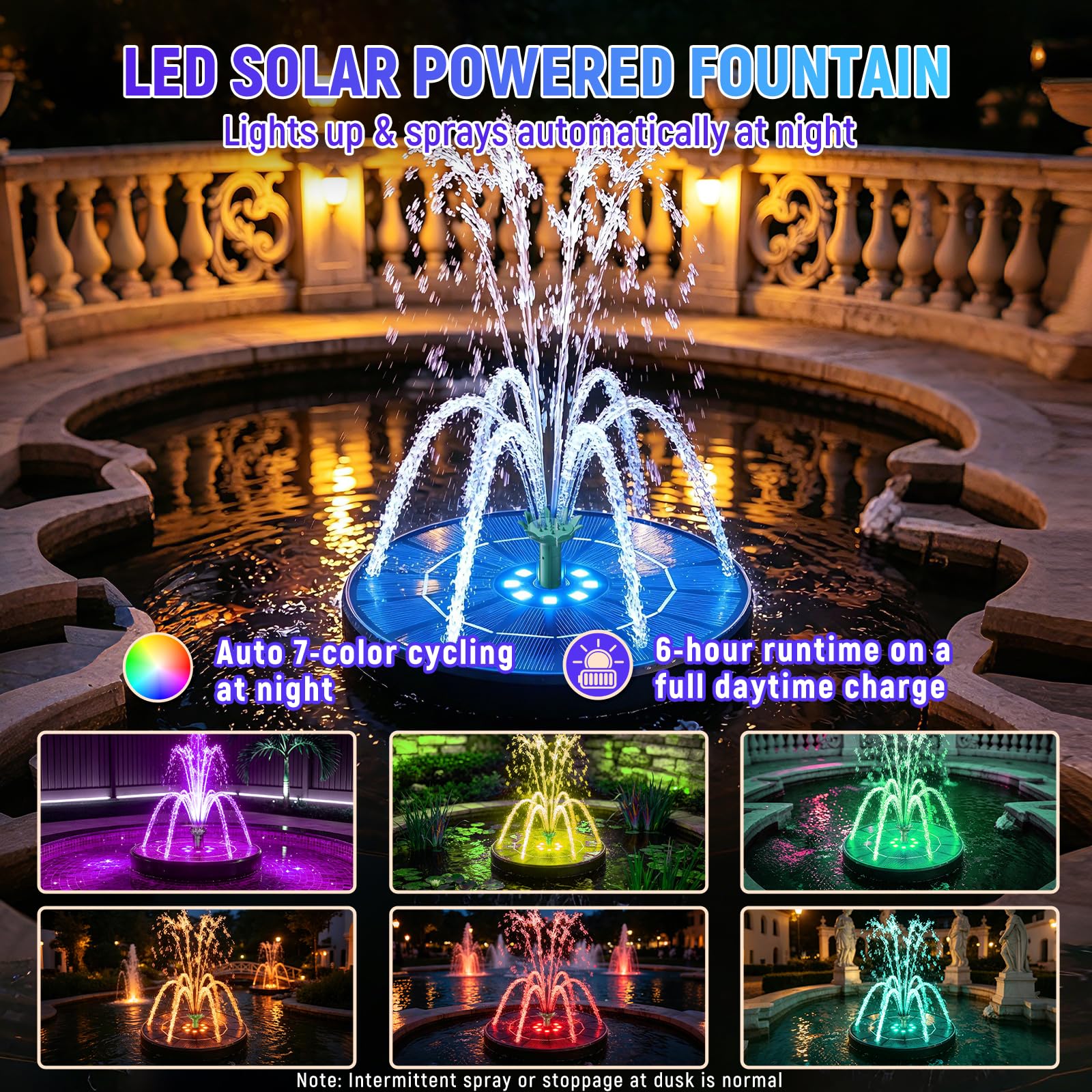 Marchul Fontana Solare Uccelli 3,5W Pompa LED 2200mAh