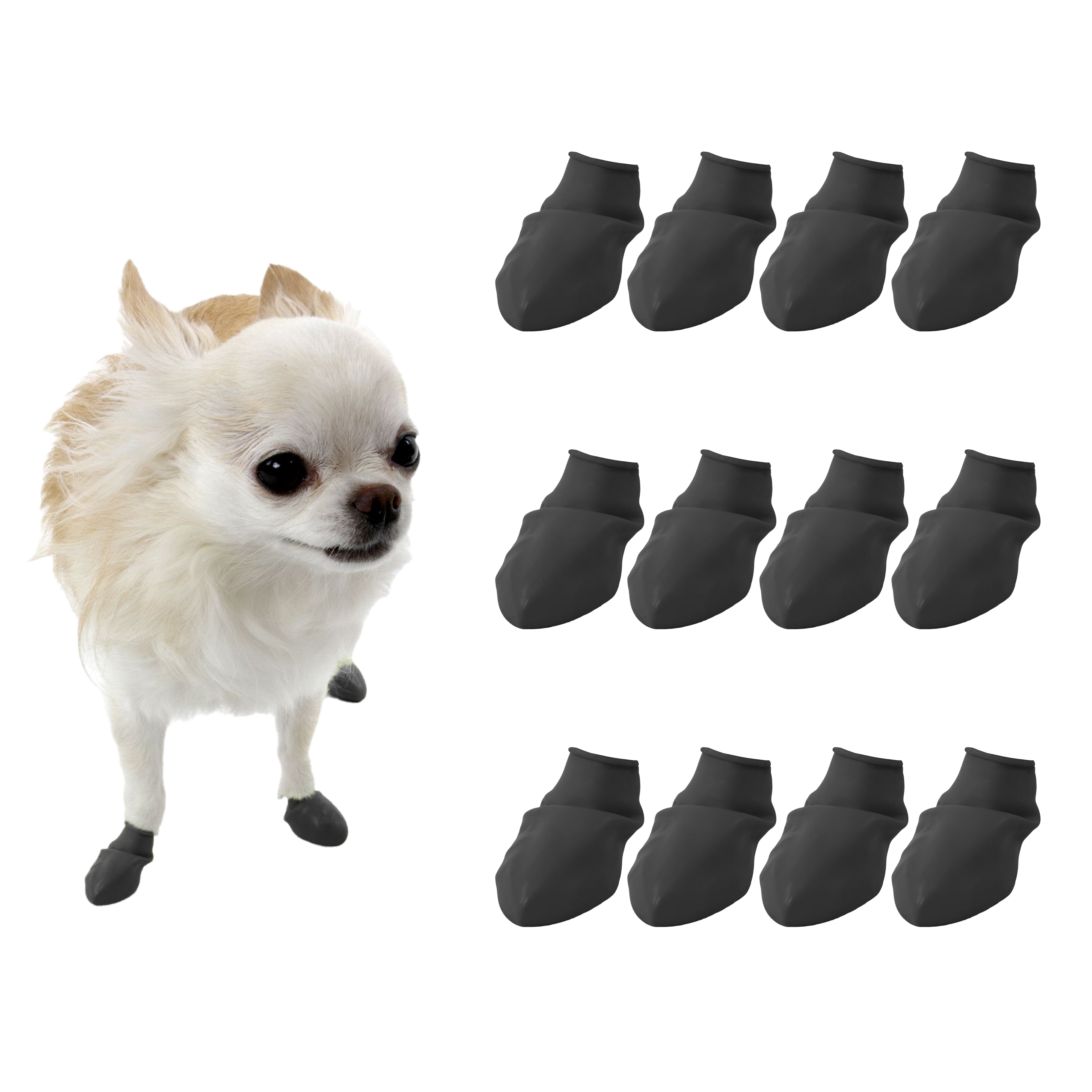 PawZ Rubber Dog Boots scarpette cane 12 pz nere antiscivolo