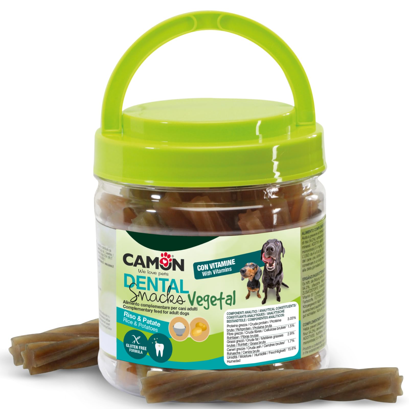 Camon Dental Snacks Vegetal Sticks Mix Snack Cani 400g Gluten Free