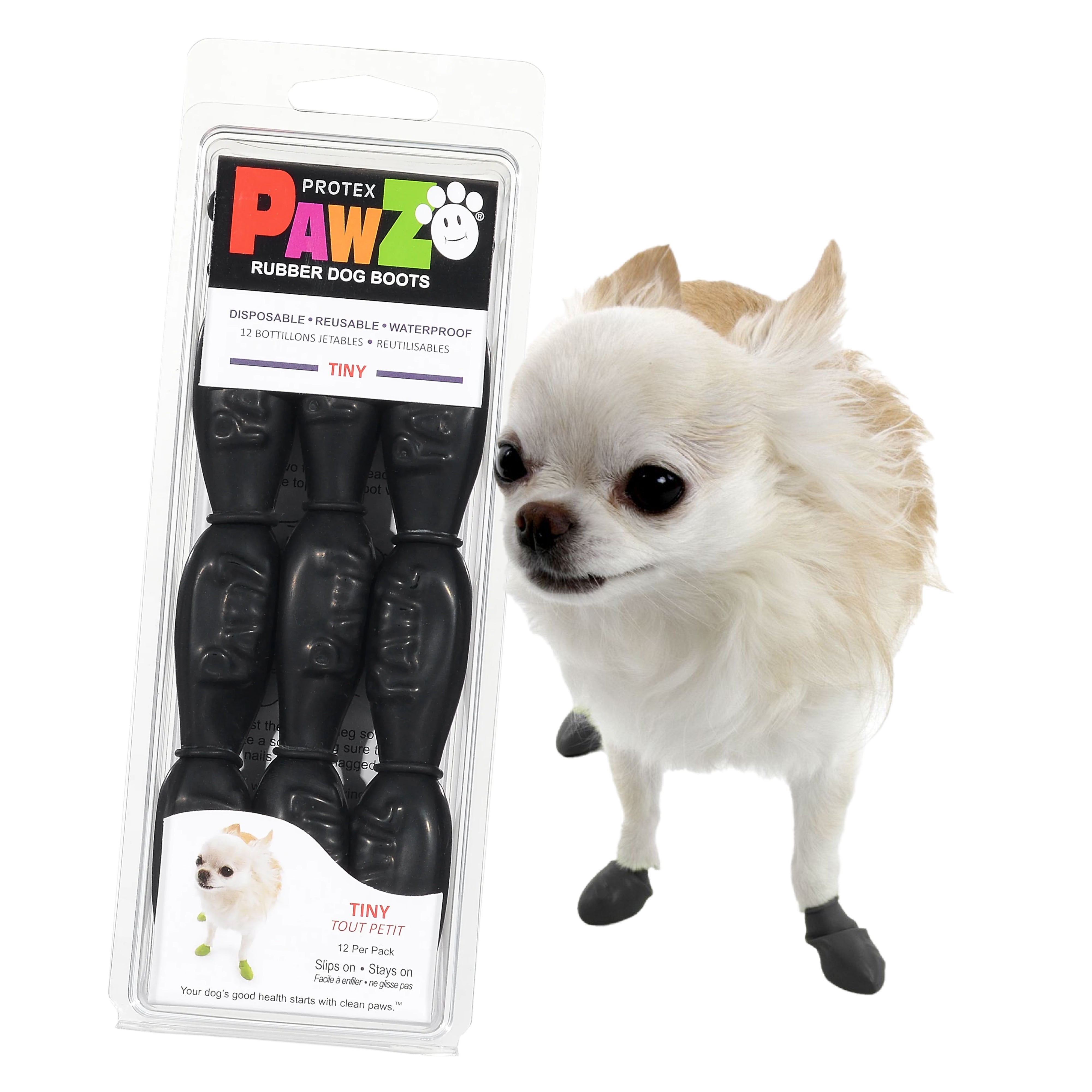 PawZ Rubber Dog Boots scarpette cane 12 pz nere antiscivolo