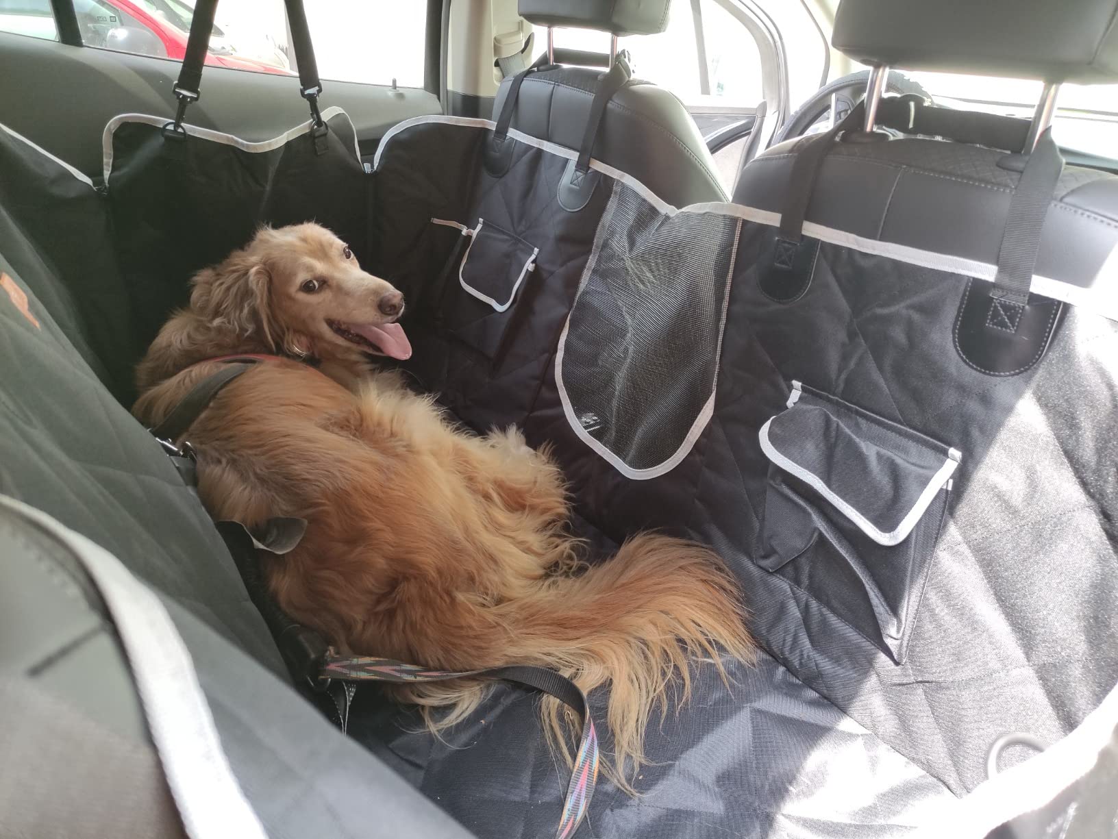 Looxmeer coprisedile auto per cani rete 147x137 cm nero