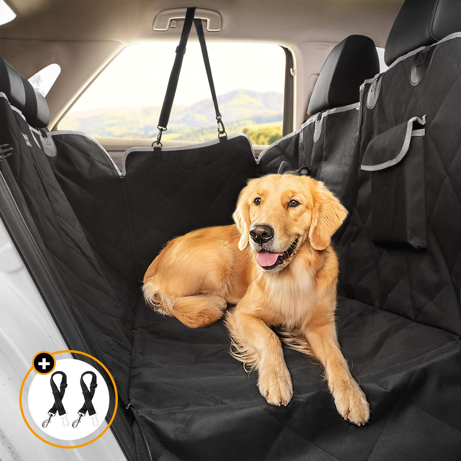 Looxmeer coprisedile auto per cani rete 147x137 cm nero
