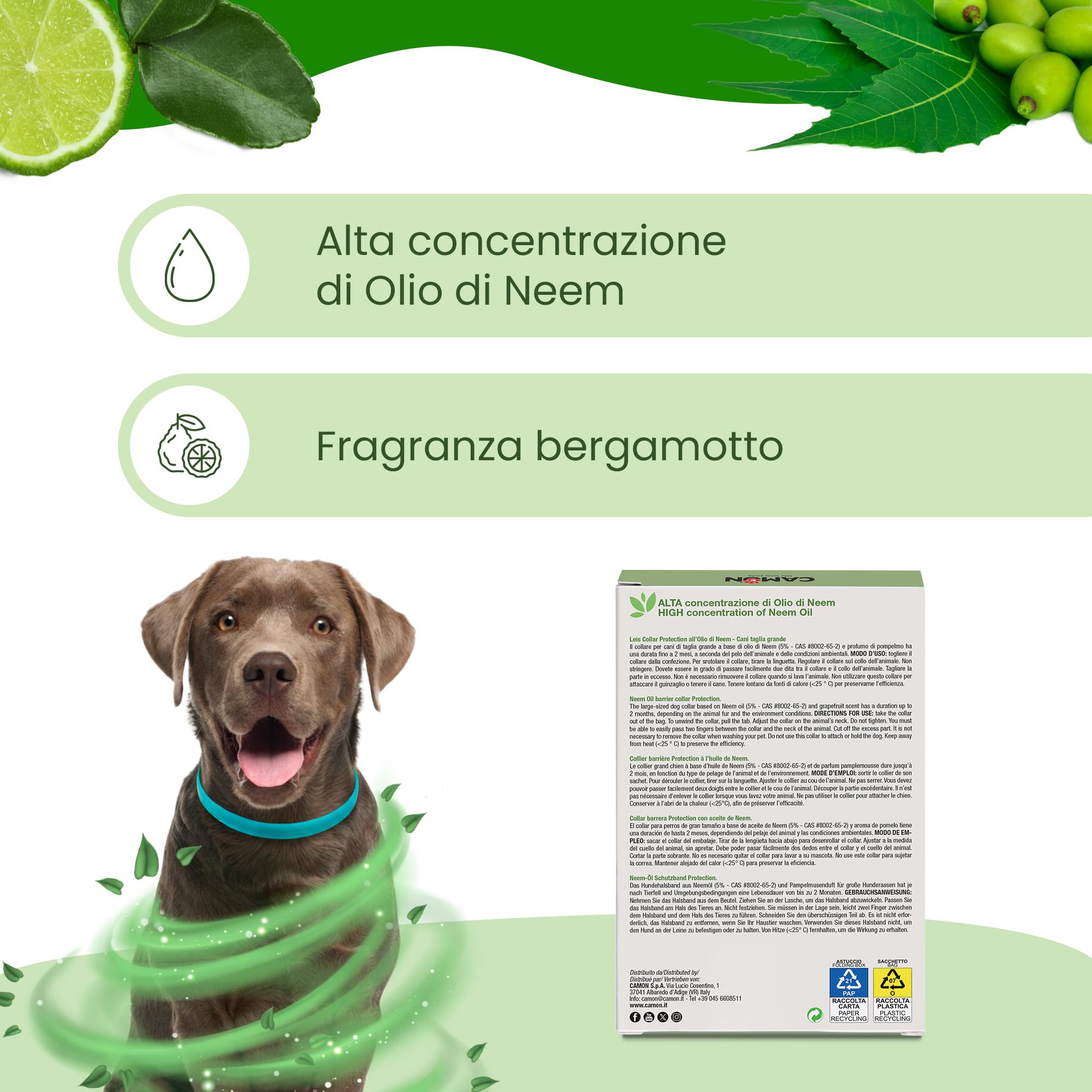 Camon Collare Protettivo Olio di Neem Cane 75 cm 1 Pezzo