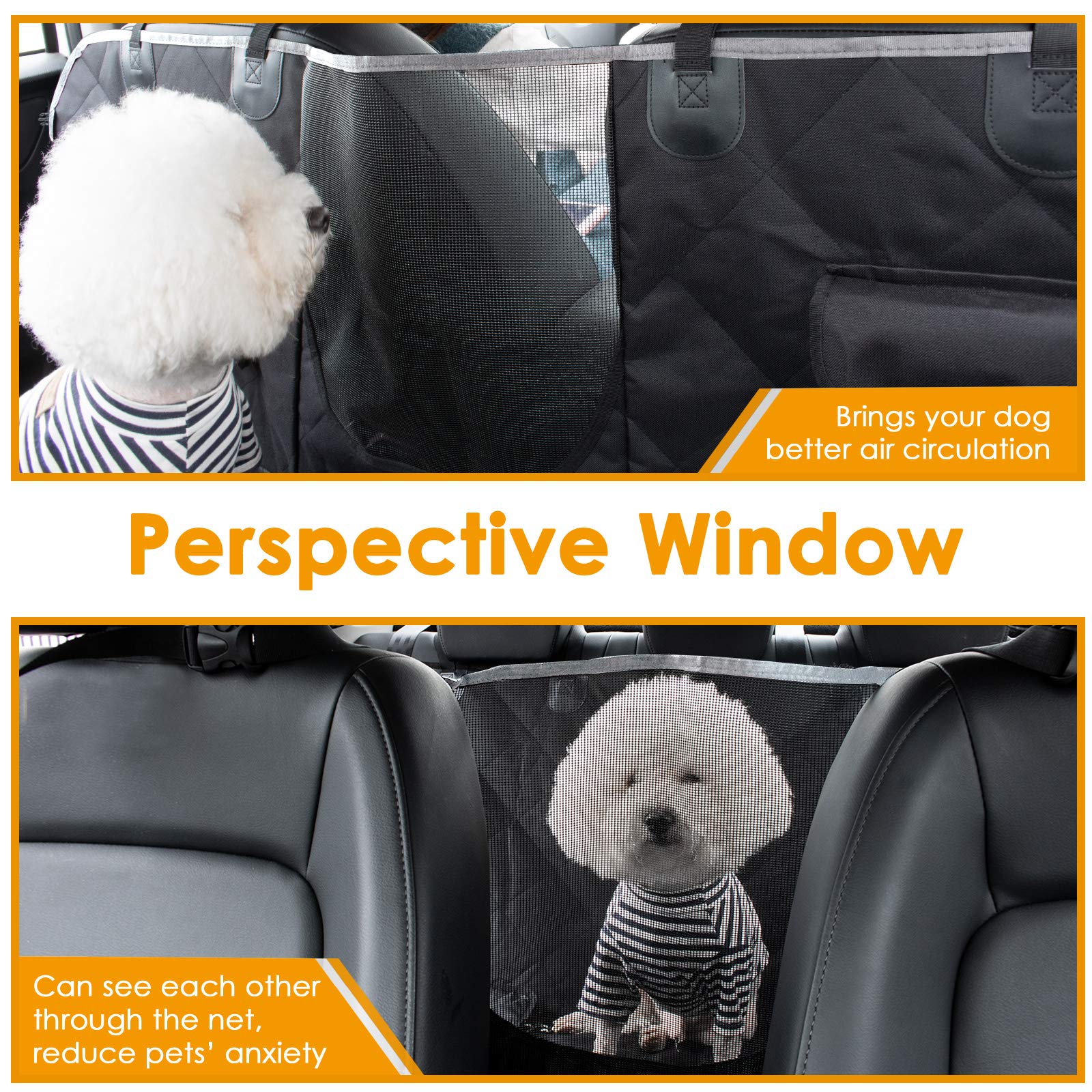 Looxmeer coprisedile auto per cani rete 147x137 cm nero