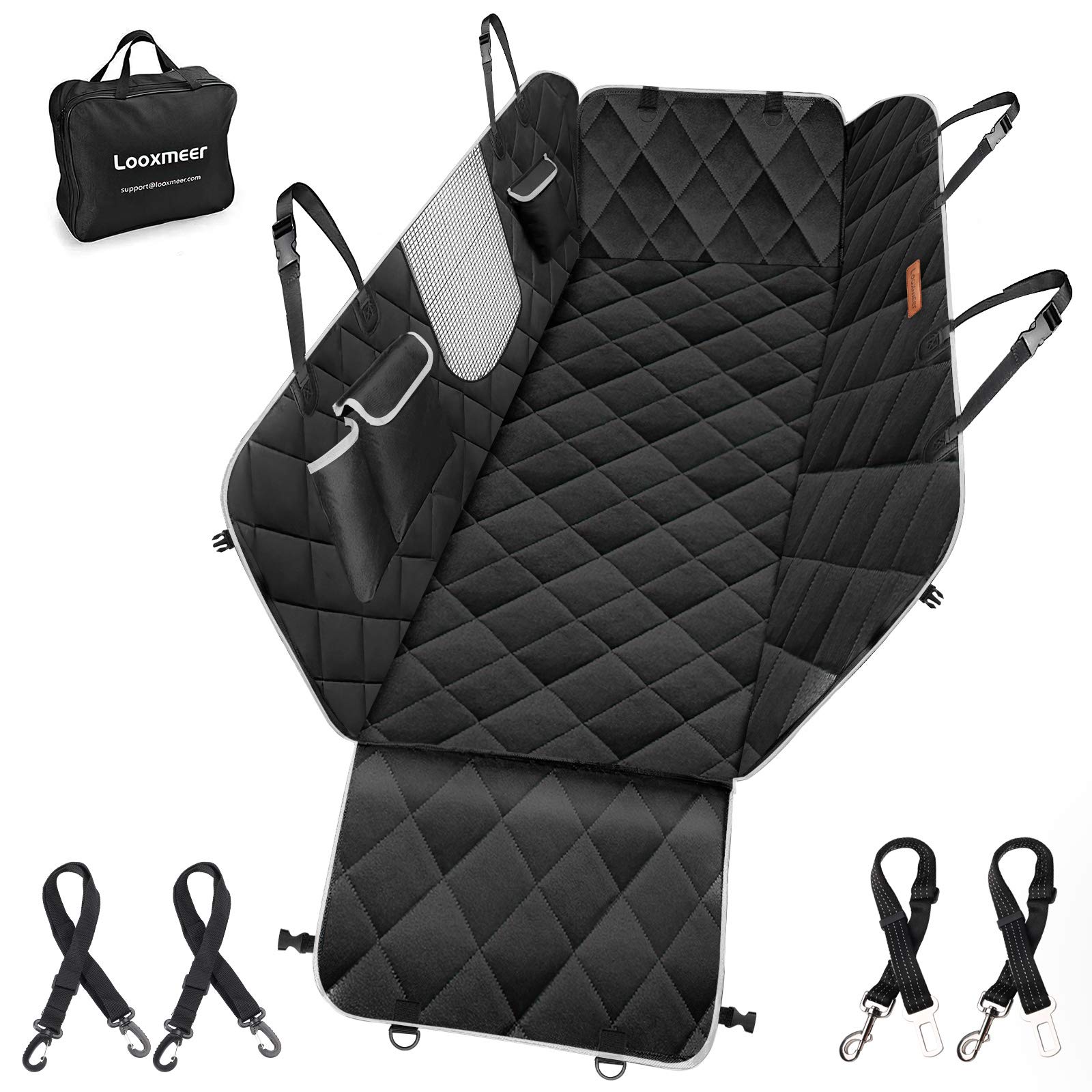 Looxmeer coprisedile auto per cani rete 147x137 cm nero