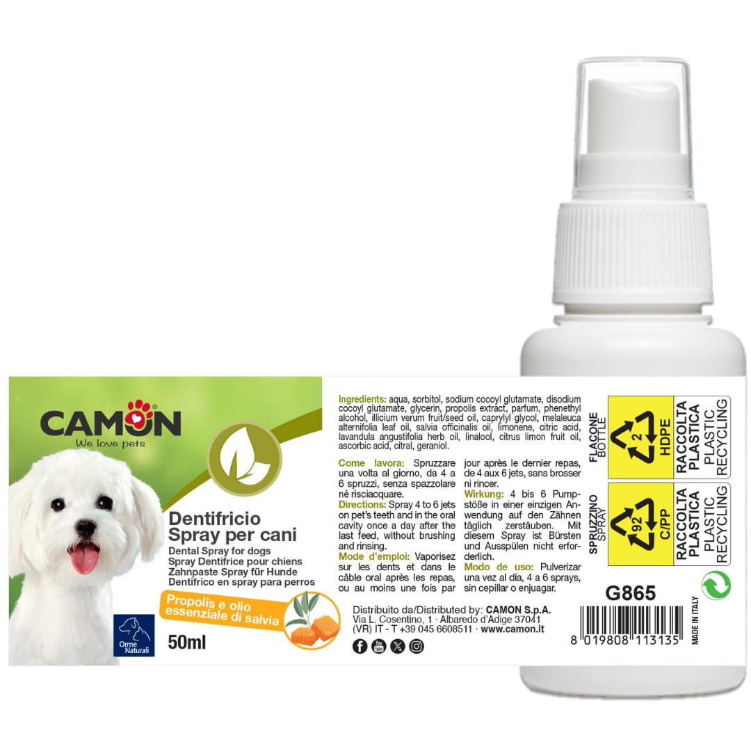 Camon Protection dentifricio spray cani e gatti 50ml tea tree e propoli