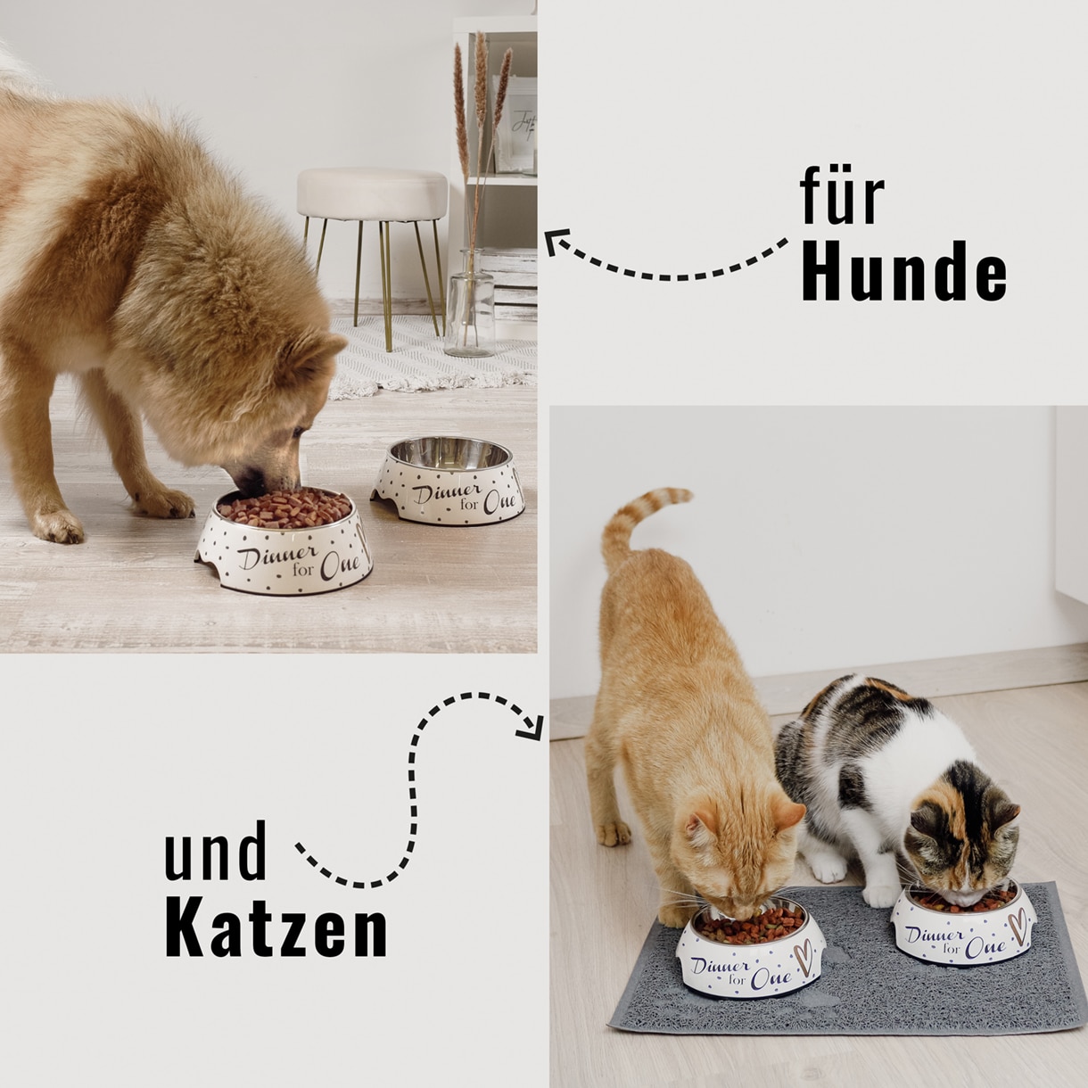 Ne&No Dinner for One ciotole cane gatto set 2 pezzi antiscivolo