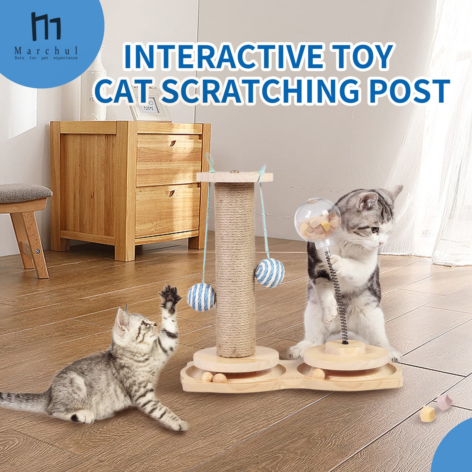 Marchul 4 in 1 tiragraffi gatto legno sisal naturale 36 cm
